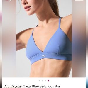 ALO Yoga Women's Bright Crystal Blue 💙 Cross-Back Splendor Bra Large